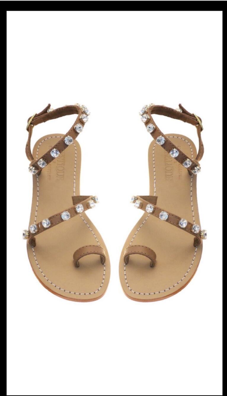 Mystique Toe Loop Rhinestone-Embellished Sandals Size 8 Brown toe ring thongs
